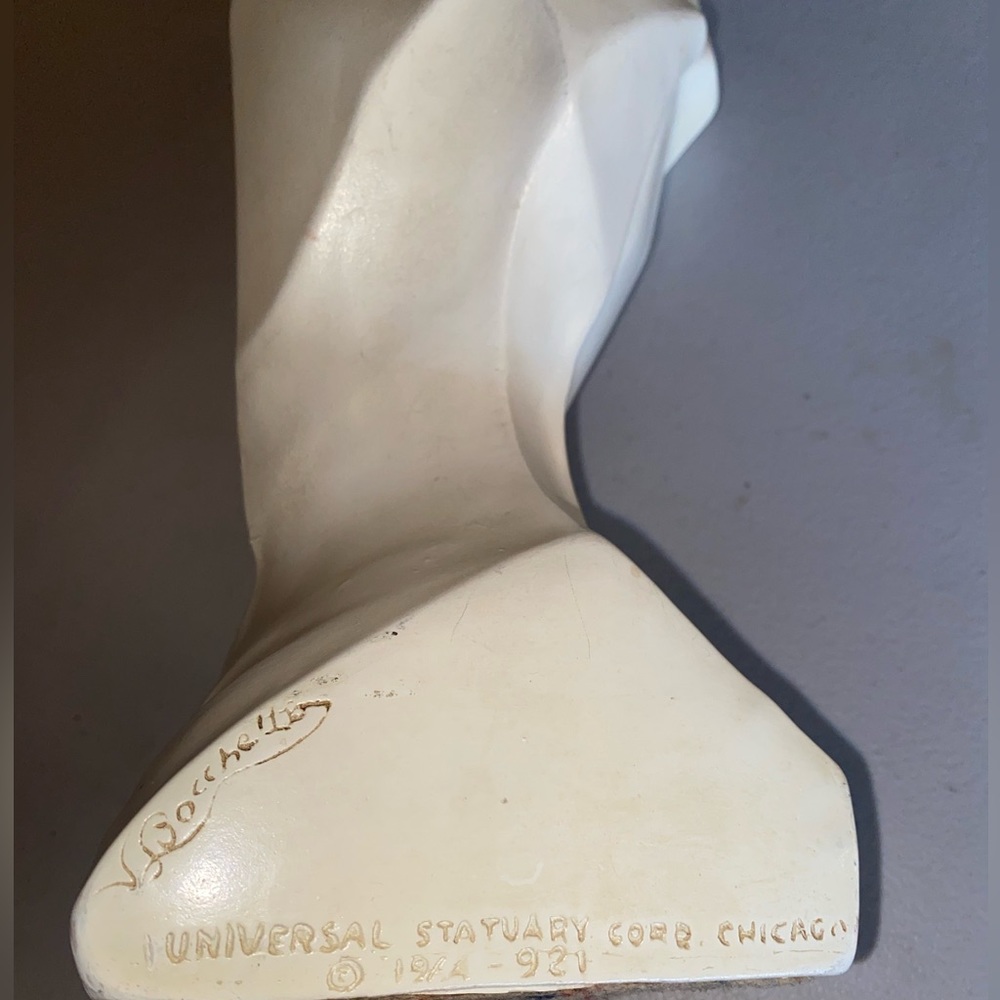 Statue man kissing woman. Signed by V. Bocchetta 1964 art deco, 15”H.